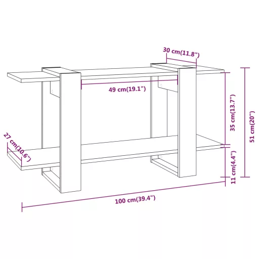Betonszürke szerelt fa könyvszekrény 100 x 30 x 51 cm