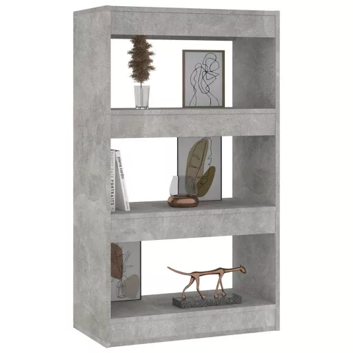 Betonszürke szerelt fa könyvszekrény/térelválasztó 60x30x103 cm