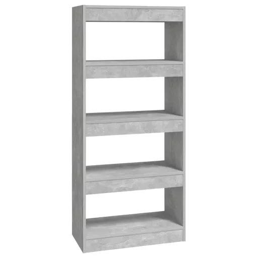 Betonszürke szerelt fa könyvszekrény/térelválasztó 60x30x135 cm