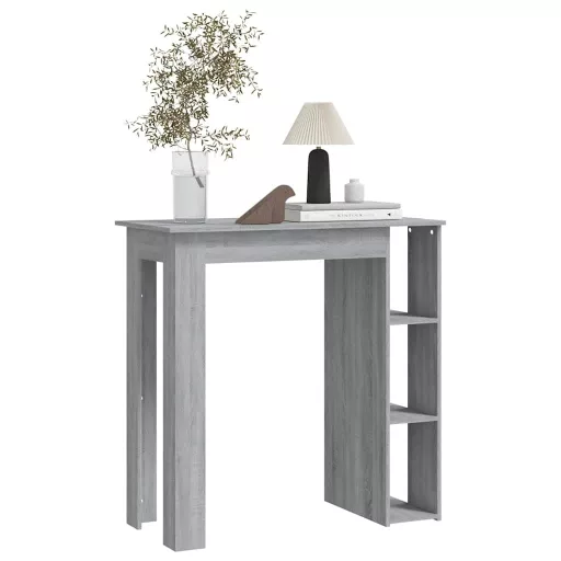 Szürke sonoma szerelt fa bárasztal polccal 102 x 50 x 103,5 cm