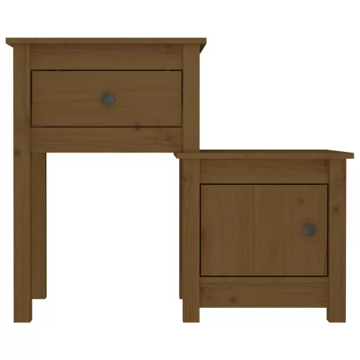 2 db mézbarna tömör fenyőfa éjjeliszekrény 79,5 x 38 x 65,5 cm