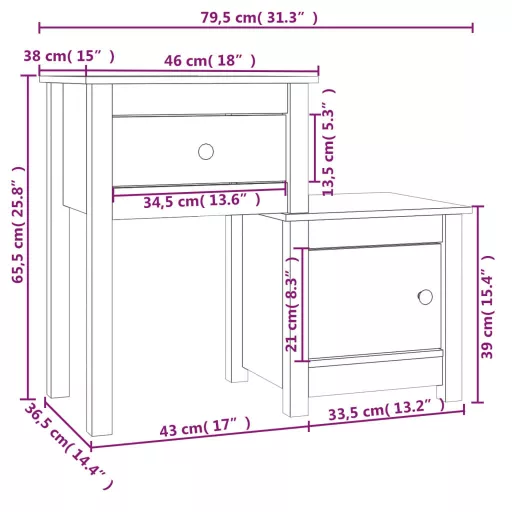 2 db mézbarna tömör fenyőfa éjjeliszekrény 79,5 x 38 x 65,5 cm
