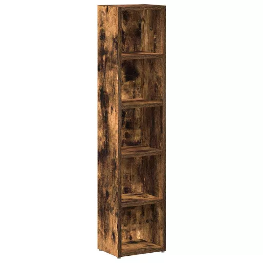 2 db füstös tölgy színű szerelt fa CD-szekrény 21x16x93,5 cm