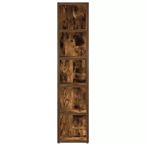 2 db füstös tölgy színű szerelt fa CD-szekrény 21x16x93,5 cm