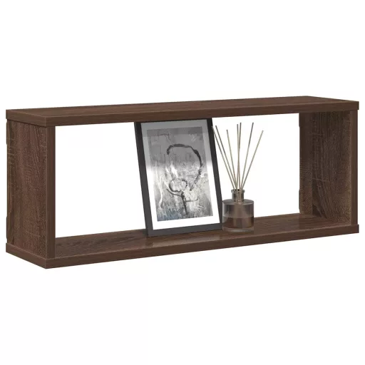 4 db barna tölgy színű szerelt fa fali kockapolc 60x15x23 cm