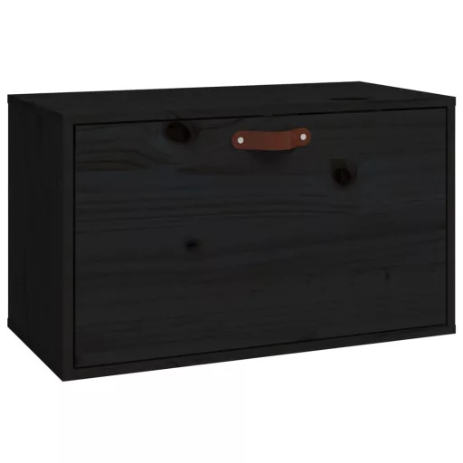 Fekete tömör fenyőfa faliszekrény 60 x 30 x 35 cm