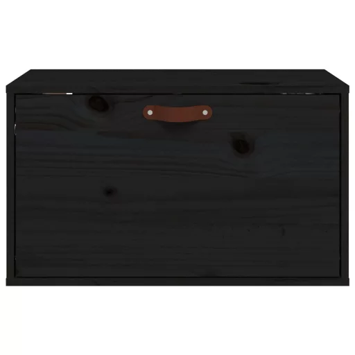 Fekete tömör fenyőfa faliszekrény 60 x 30 x 35 cm