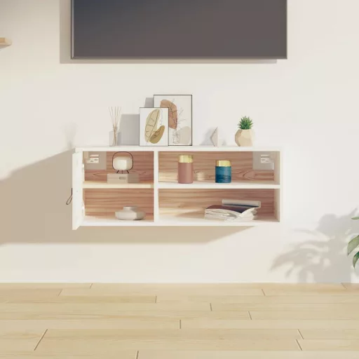 Fehér tömör fenyőfa faliszekrény 80 x 30 x 30 cm