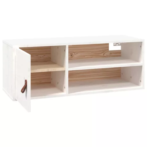 Fehér tömör fenyőfa faliszekrény 80 x 30 x 30 cm