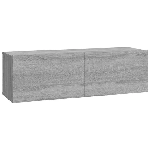 2 db szürke -tölgyszín szerelt fa fali TV-szekrény 100x30x30 cm