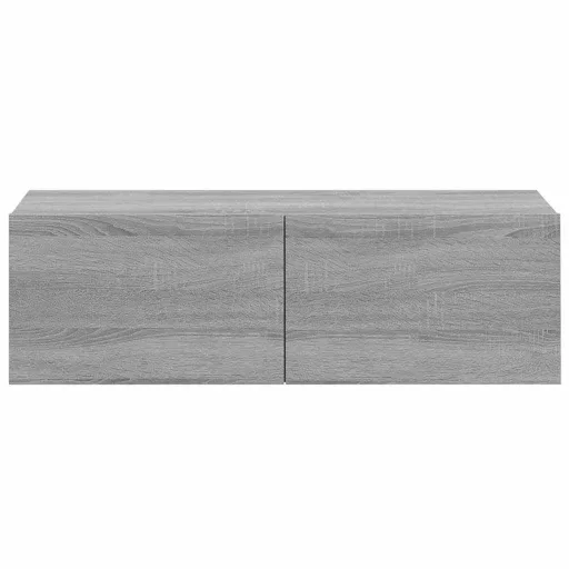 2 db szürke -tölgyszín szerelt fa fali TV-szekrény 100x30x30 cm