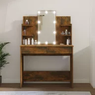   Füstös tölgy színű LED-es fésülködőasztal 96 x 40 x 142 cm