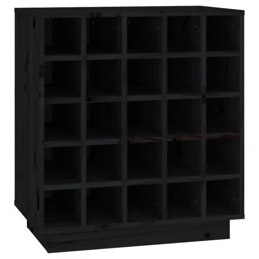 Fekete tömör fenyőfa borszekrény 55,5x34x61 cm
