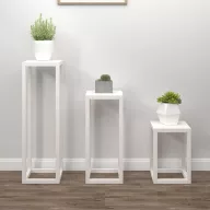   3 részes fehér tömör fenyőfa növénytartó éllvány szett