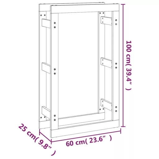Mézbarna tömör fenyőfa tűzifatartó állvány 60 x 25 x 100 cm