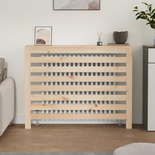 Tömör fenyőfa radiátorburkolat 108,5 x 19 x 84 cm