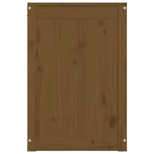 Mézbarna tömör fenyőfa szennyestartó láda 44 x 44 x 66 cm
