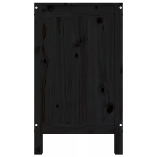 Fekete tömör fenyőfa szennyestartó láda 88,5 x 44 x 76 cm