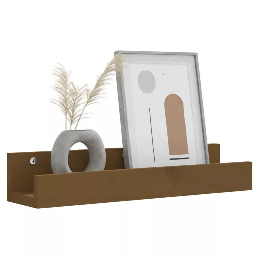 2 db mézbarna tömör fenyőfa fali polc 50 x 12 x 9 cm