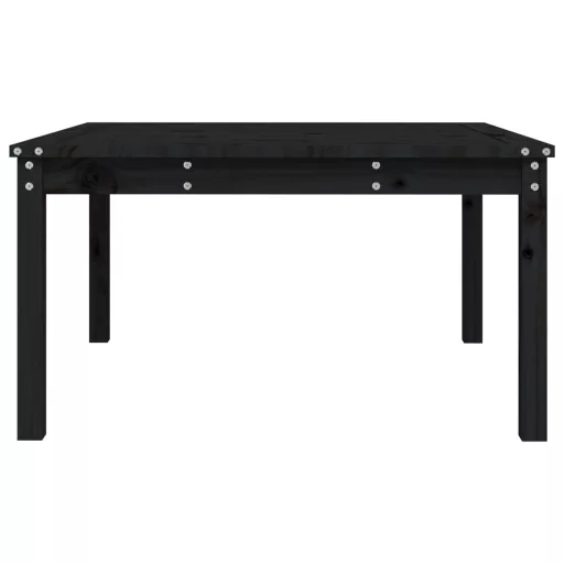 Fekete tömör fenyőfa kerti asztal 82,5 x 82,5 x 45 cm