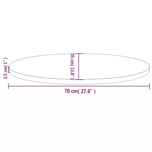 Tömör fenyőfa asztallap 70 x 35 x 2,5 cm ovális