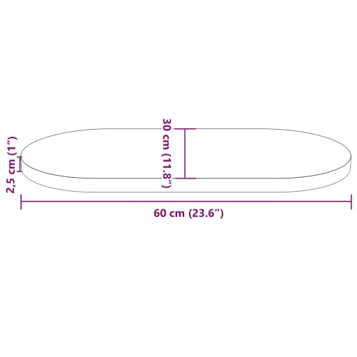Tömör fenyőfa asztallap 60 x 30 x 2,5 cm ovális