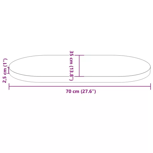 Tömör fenyőfa asztallap 70 x 35 x 2,5 cm ovális