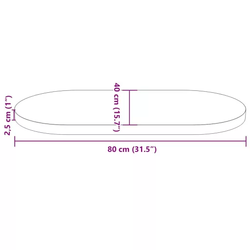 Tömör fenyőfa asztallap 80x40x2,5 cm ovális