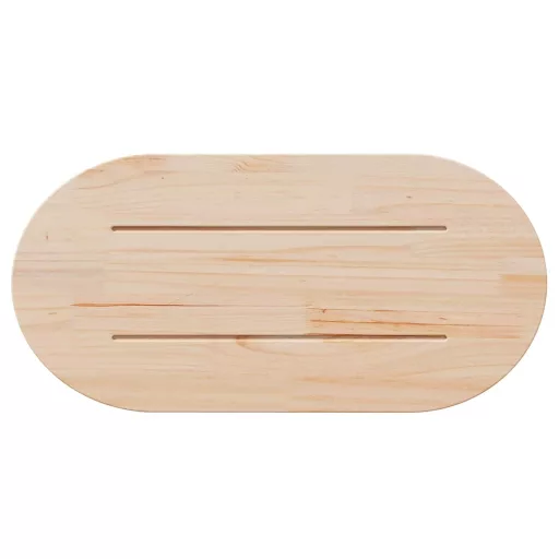 Fehér tömör fenyőfa ovális asztallap 90x45x2,5 cm