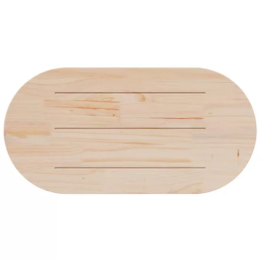Fehér tömör fenyőfa ovális asztallap 100x50x2,5 cm