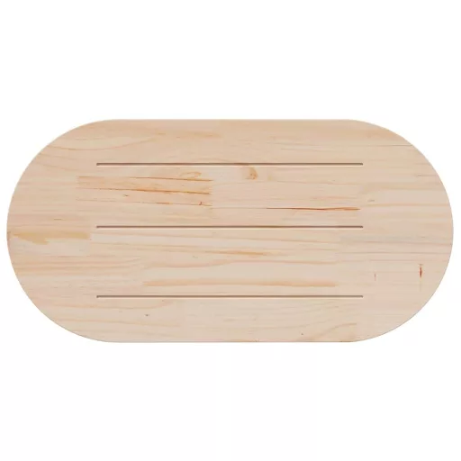 Fehér tömör fenyőfa ovális asztallap 110x55x2,5 cm