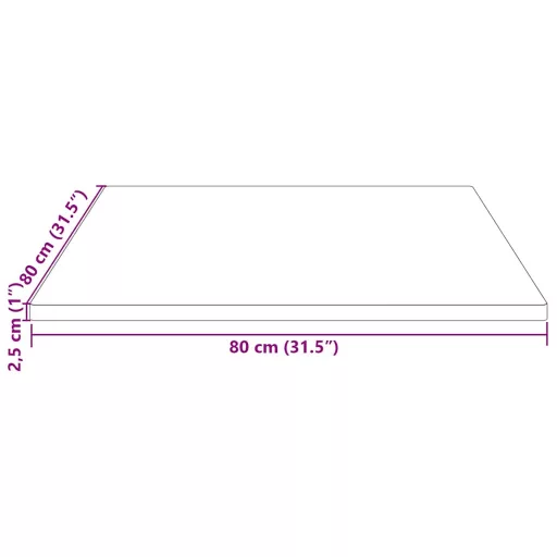 Tömör fenyőfa asztallap 80x80x2,5 cm, négyzet alakú