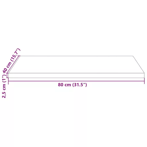 Tömör fenyőfa téglalap alakú asztallap 80 x 40 x 2,5 cm