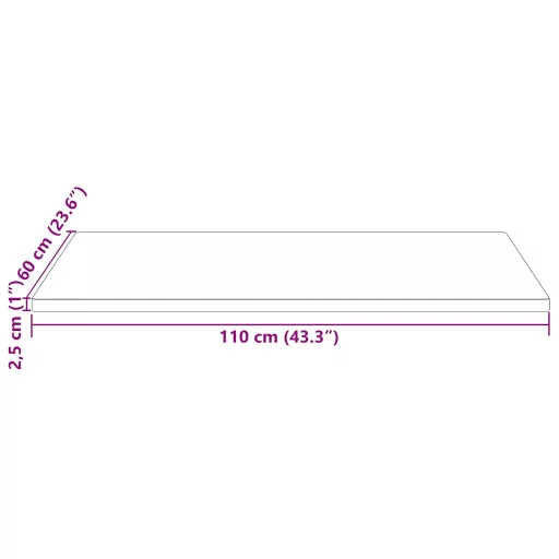Fehér tömör fenyőfa téglalap alakú asztallap 110 x 60 x 2,5 cm