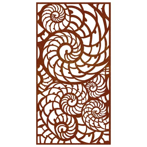 Kagylómintás corten acél kerti faldísz 105 x 55 cm