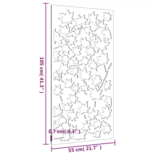 Juharlevél mintás corten acél kerti faldísz 105 x 55 cm