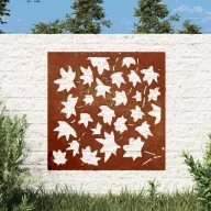 Juharlevél mintás corten acél kerti faldísz 55x55 cm