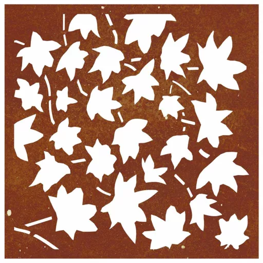 Juharlevél mintás corten acél kerti faldísz 55x55 cm