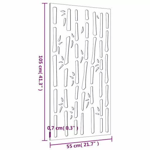 Bambuszmintás corten acél kerti faldísz 105 x 55 cm
