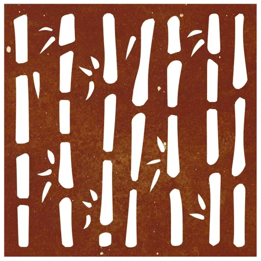 Bambuszmintás corten acél kerti faldísz 55x55 cm