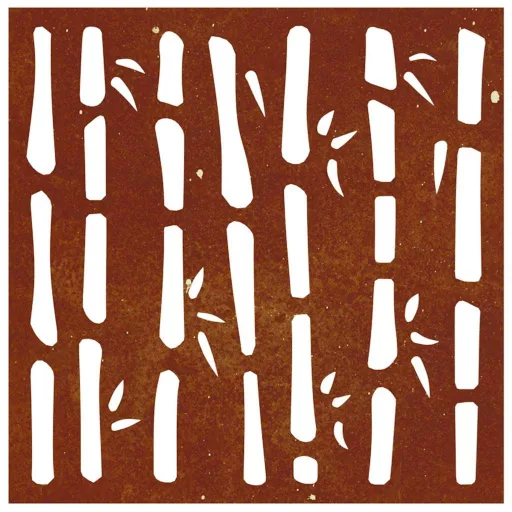 Bambuszmintás corten acél kerti faldísz 55x55 cm