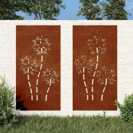 2 db virágmintás corten acél kerti faldísz 105 x 55 cm