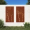 2 db virágmintás corten acél kerti faldísz 105 x 55 cm