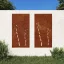 2 db virágmintás corten acél kerti faldísz 105 x 55 cm