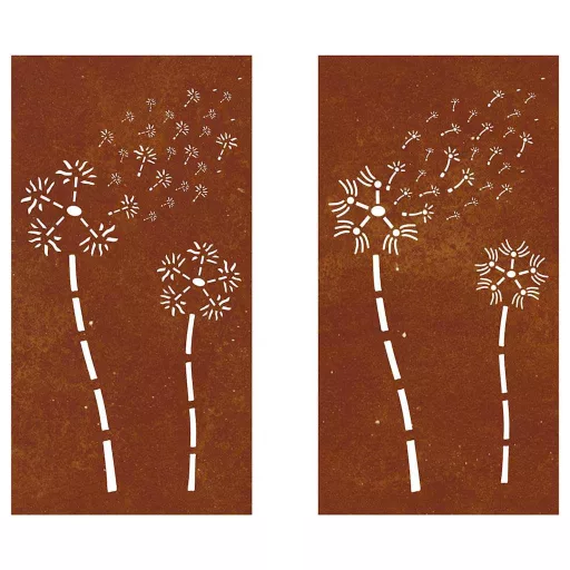 2 db virágmintás corten acél kerti faldísz 105 x 55 cm