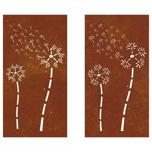 2 db virágmintás corten acél kerti faldísz 105 x 55 cm