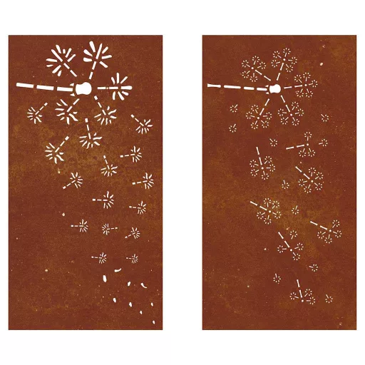 2 db virágmintás corten acél kerti faldísz 105 x 55 cm