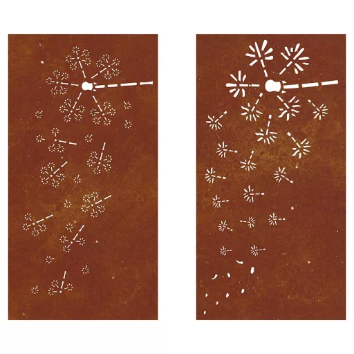 2 db virágmintás corten acél kerti faldísz 105 x 55 cm