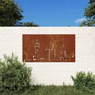 Látkép mintás corten acél kerti faldísz 105 x 55 cm