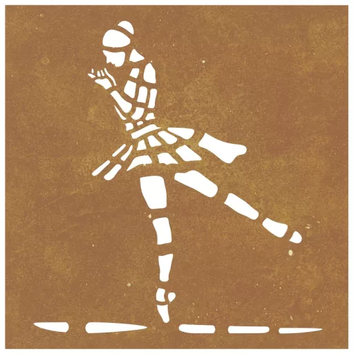 Balett-táncos mintás corten acél kerti faldísz 105 x 55 cm